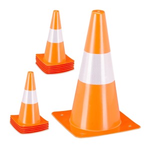 12er Set orange-weiße Pylonen aus Kunststoff, reflektierend und stapelbar, für Sport & Training.