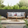 Anthrazitfarbene PVC Sichtschutzmatte (100x500 cm) als Windschutz für Terrasse und Garten.