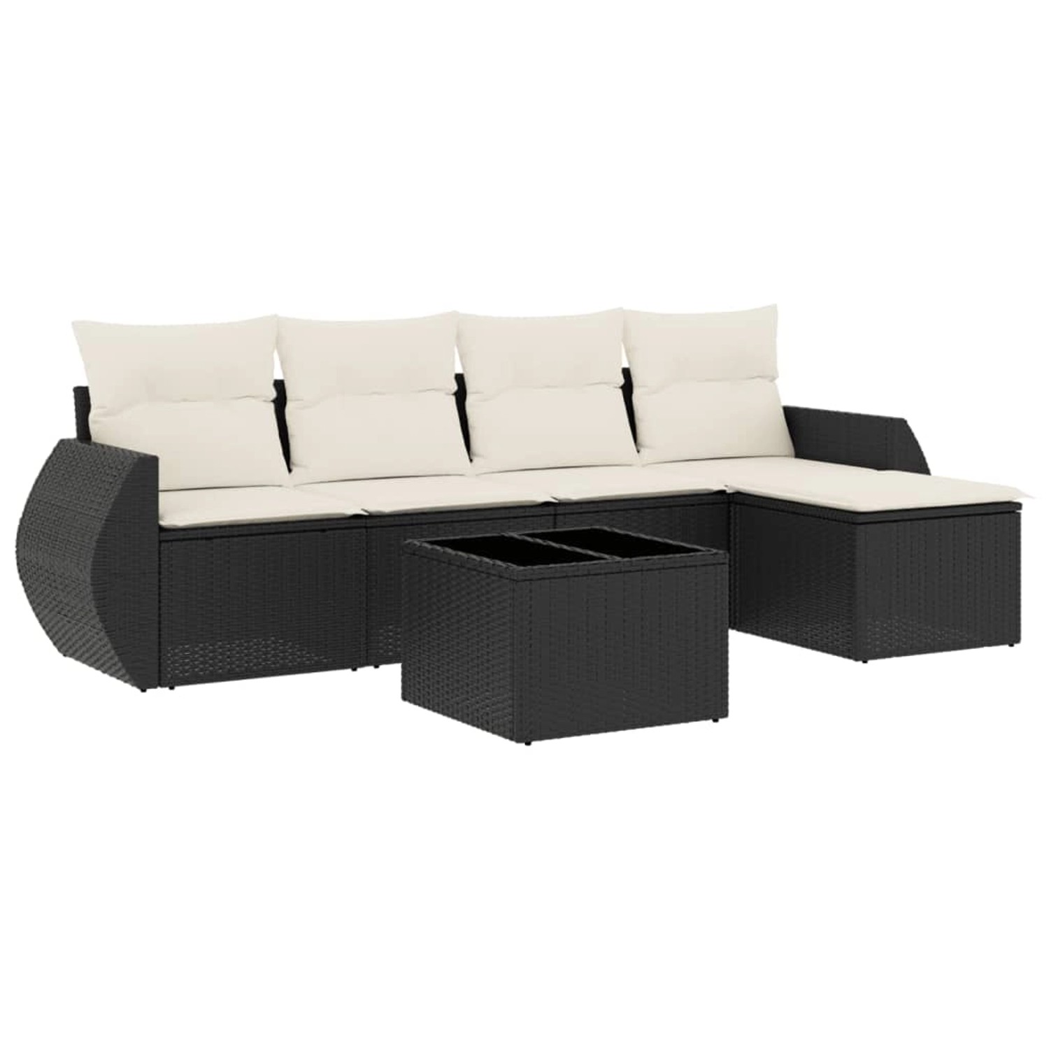 vidaXL 6-Tlg Garten-Sofagarnitur mit Kissen Schwarz Poly Rattan 3221295 günstig online kaufen