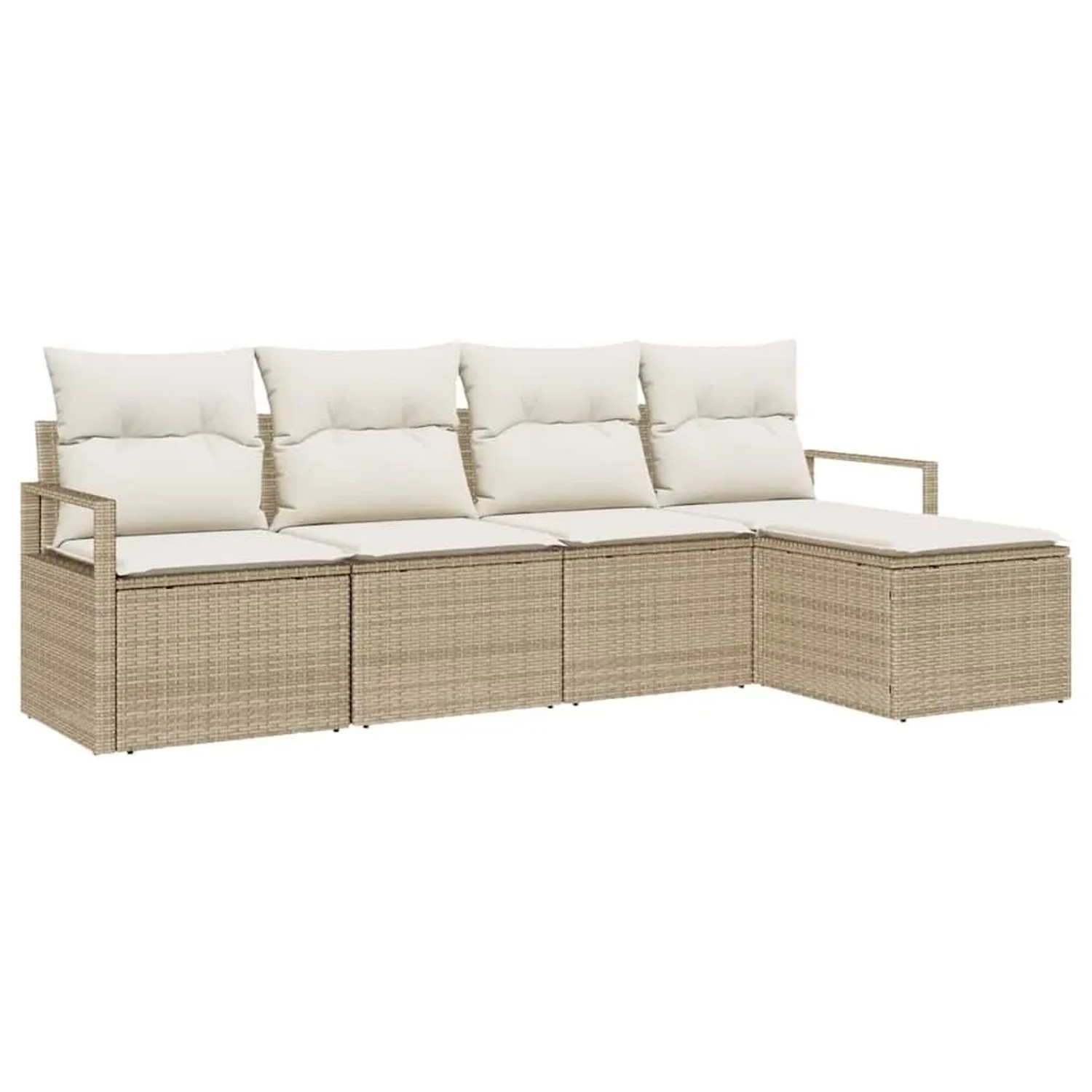 vidaXL Sofa Set mit Kissen 5-Tlg Beige und Creme Poly-Rattan 3355010 günstig online kaufen