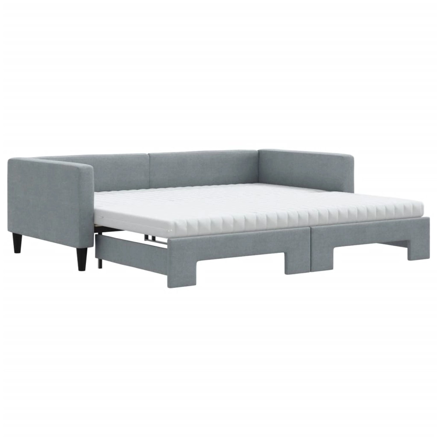 vidaXL Tagesbett Ausziehbar mit Matratze Hellgrau 100x200 cm Stoff1847387