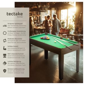 Tectake Multifunktions-Spieltisch Sirgamealot mit Billard-Aufsatz und Zubehör.