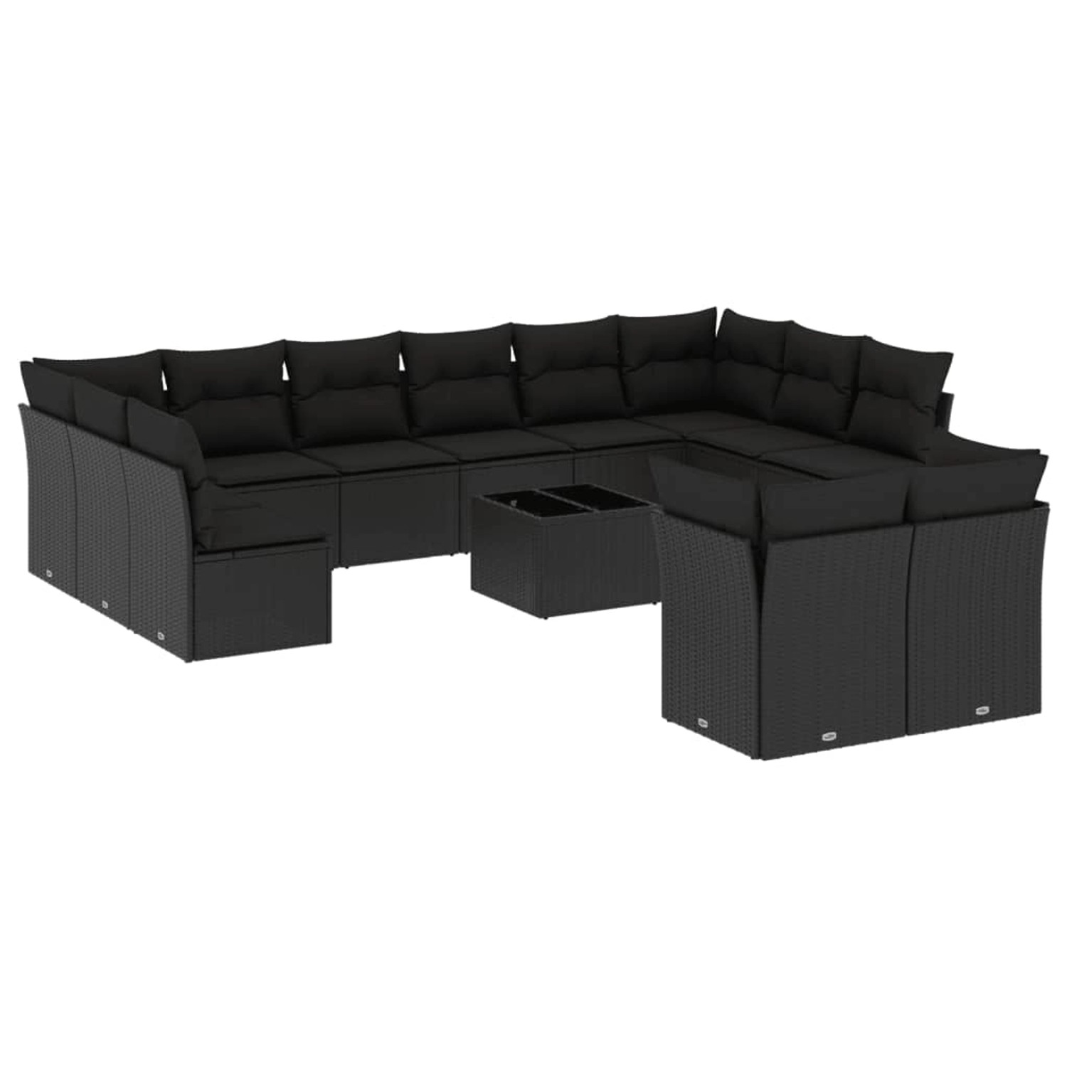 vidaXL 13-tlg Garten-Sofagarnitur mit Kissen Schwarz Poly Rattan Modell 12 günstig online kaufen