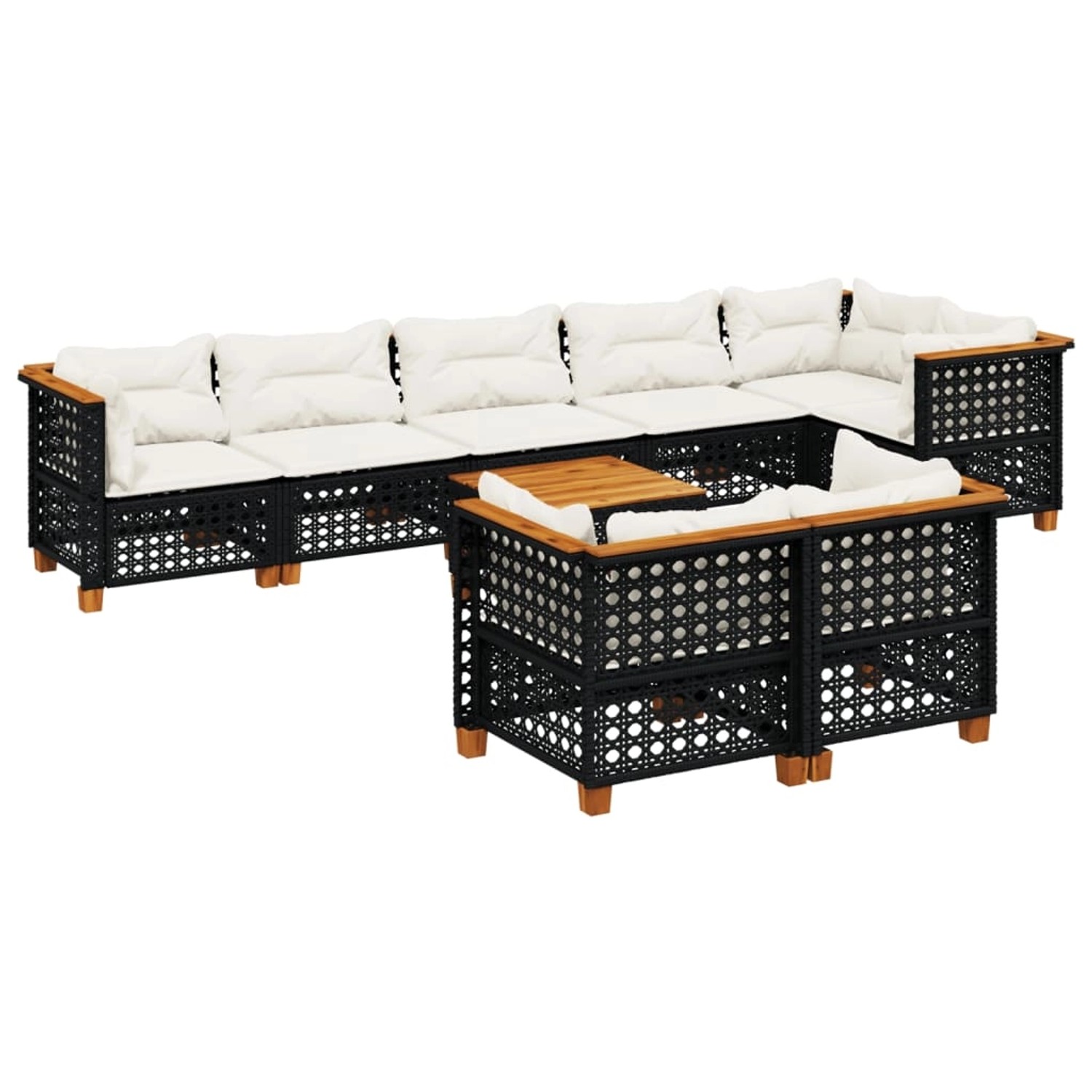vidaXL 9-Tlg Garten-Sofagarnitur mit Kissen Schwarz Poly Rattan 3261896 günstig online kaufen
