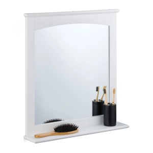 Relaxdays Badezimmerspiegel MDF Weiß Mit Ablage 60 x 55 x 11 cm 3,7 kg