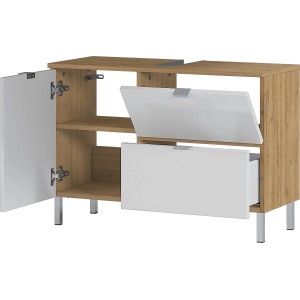 Germania Waschbeckenunterschrank GW-MAURESA Eiche, 80 cm breit, mit Schublade und Tür.