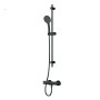 Schwarzes AM.PM Duscharmaturen-Set mit Thermostat, Handbrause und Duschstange.