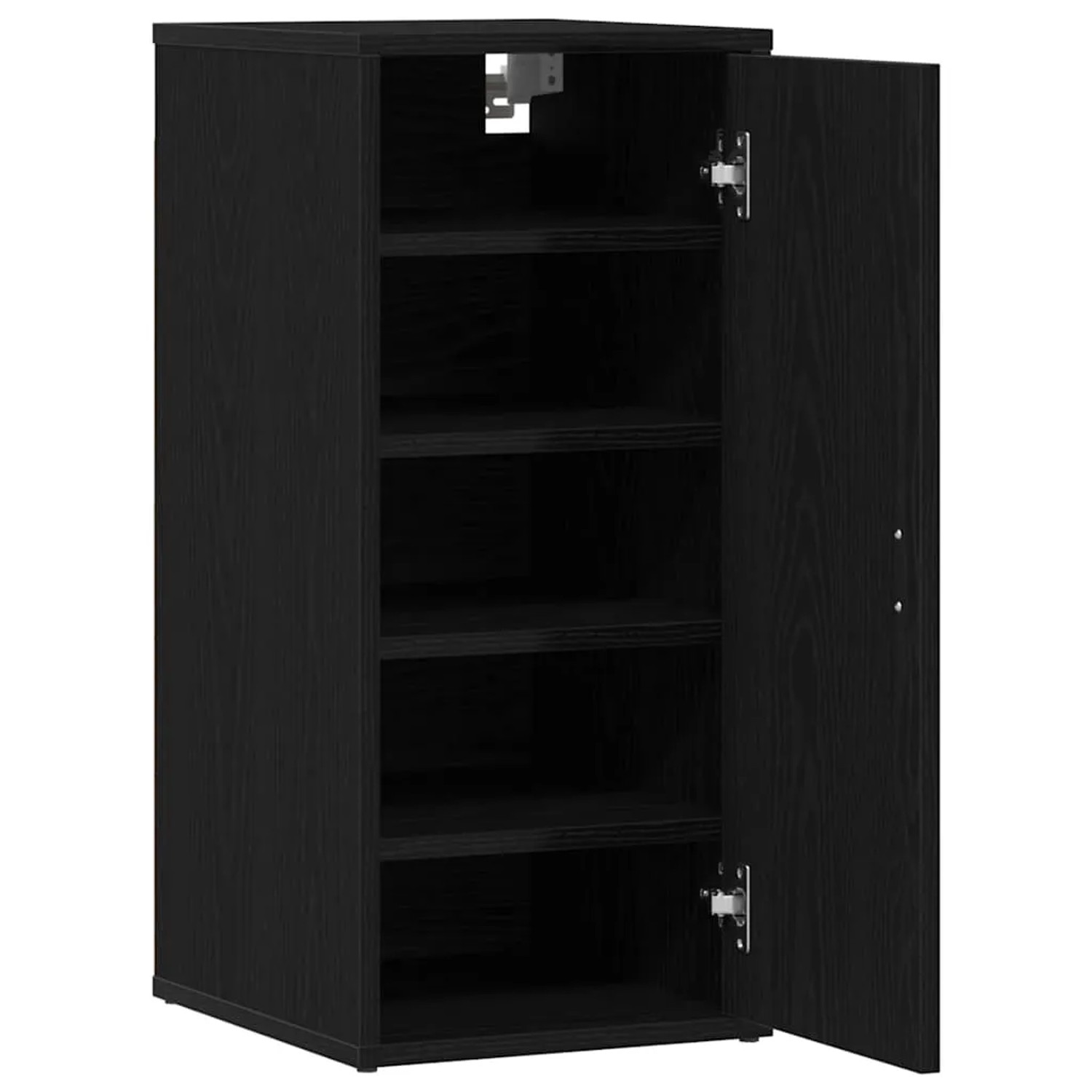 Offener Schuhschrank in Schwarz Eichen-Optik mit fünf Fächern, vidaXL.