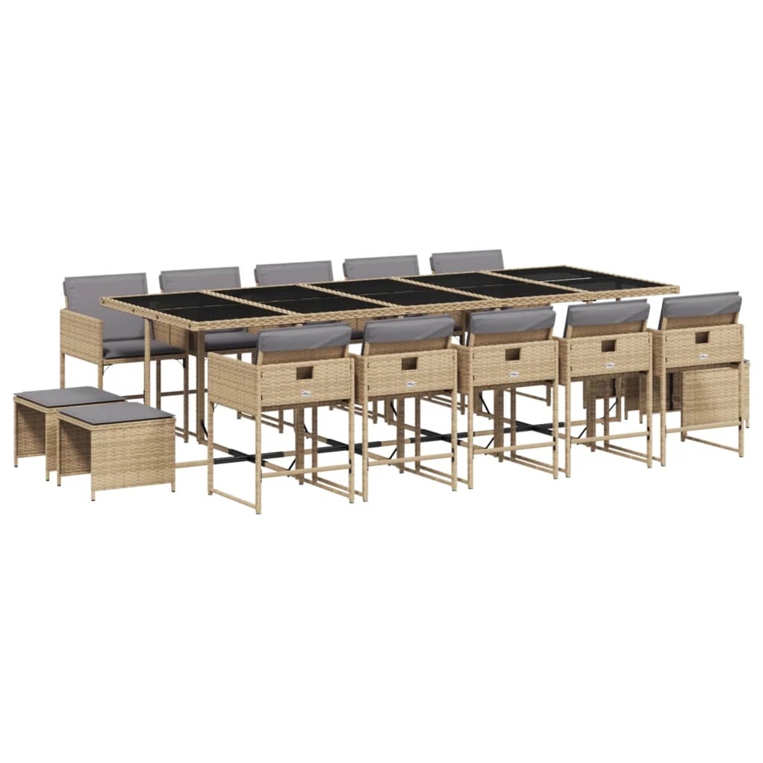 vidaXL 15-Tlg Garten-Essgruppe mit Kissen Beigemischung Poly Rattan 3211356 günstig online kaufen
