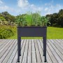 Floraworld Hochbeet Season, anthrazit, 60x30x80 cm, bepflanzt mit Kräutern, auf Holzterrasse.