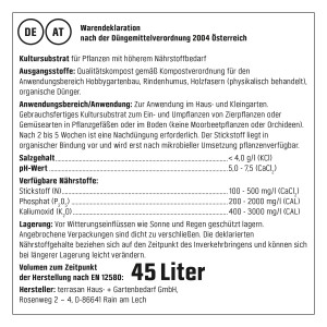 Inhaltsangabe GROW by OBI BIO Blumenerde torffrei, 45l.