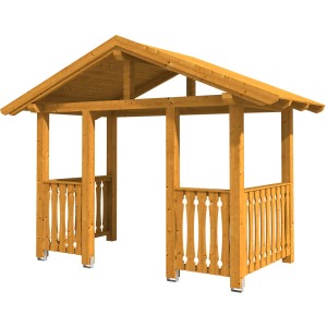 Skan Holz Vordach Stralsund 8, Eiche hell lasiert, 360x187cm, aus Konstruktionsvollholz mit dekorativen Sprossen.