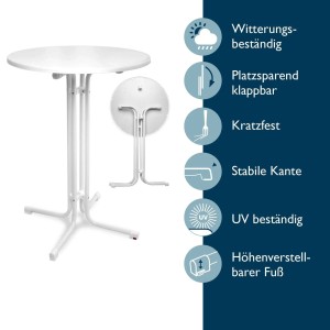 Beautissu Bellini Stehtisch Ø 70cm Weiß mit Stella Stehtischhusse Ø 70cm Weiß
