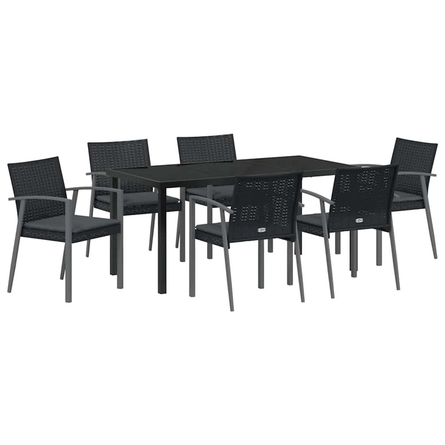 vidaXL Garten Essgruppe 7-Tlg Schwarz Poly Rattan 3379069 günstig online kaufen
