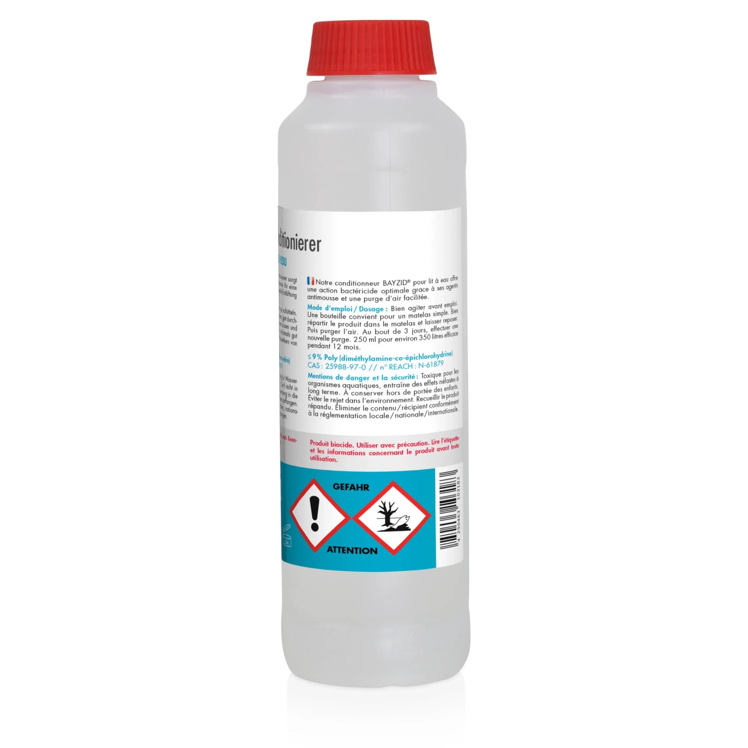Flasche Microactiv Konditionierer für Wasserbetten, 4x250ml, zur Reinigung und Pflege.