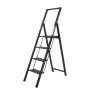 TRUTZHOLM Alu Trittleiter 4 Stufig Klappbar mit Handlauf 150kg Schwarz_3
