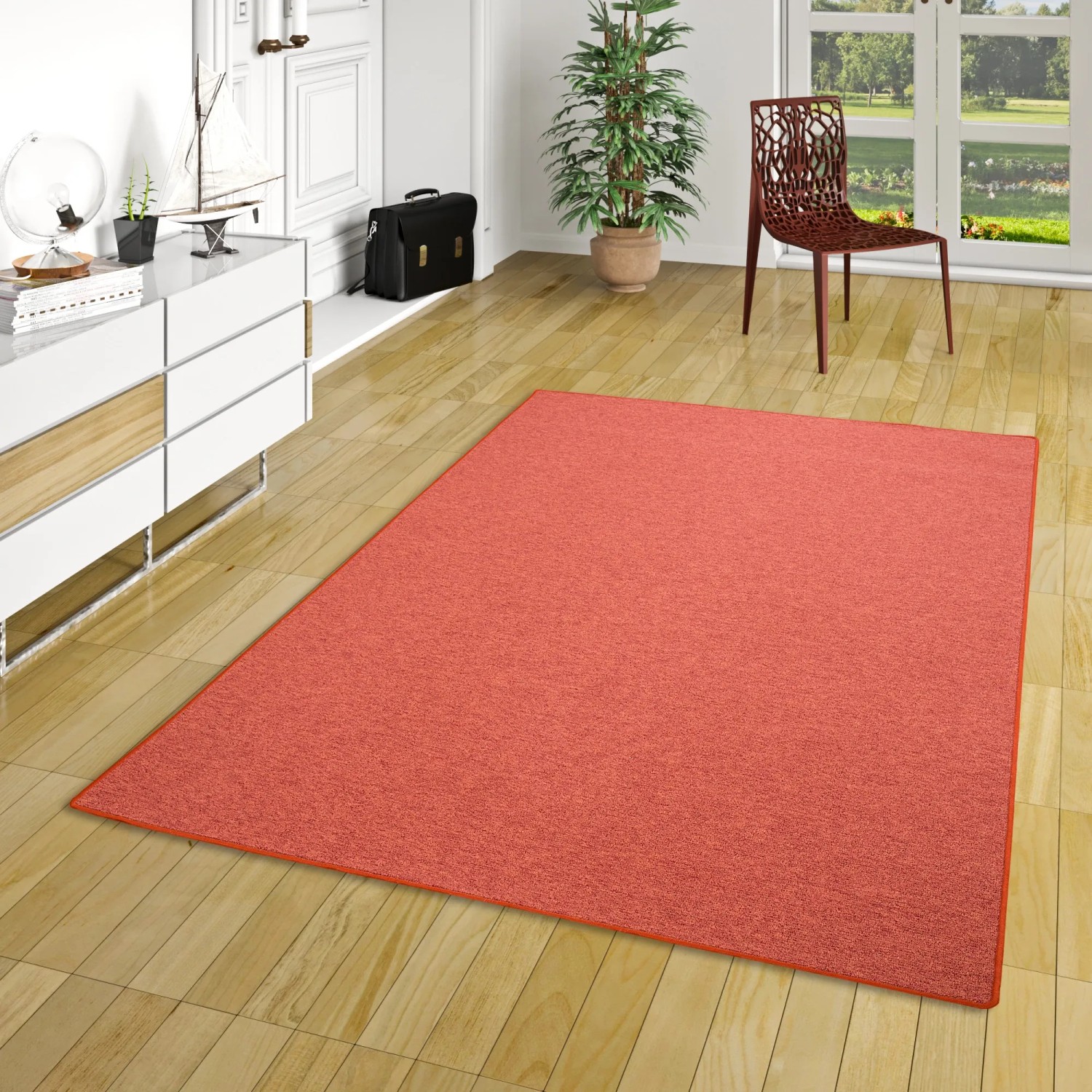 Snapstyle Feinschlingen Velour Teppich Strong Terrakotta, 80x160cm. Kurzflorteppich in Terrakotta.
