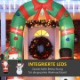 Großer aufblasbarer Weihnachtsdeko-Torbogen 2,45m mit Weihnachtsmann, Schneemann und integrierten LEDs.