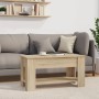 vidaXL Couchtisch Sonoma-Eiche, höhenverstellbar, mit Stauraum, aus Holzwerkstoff.