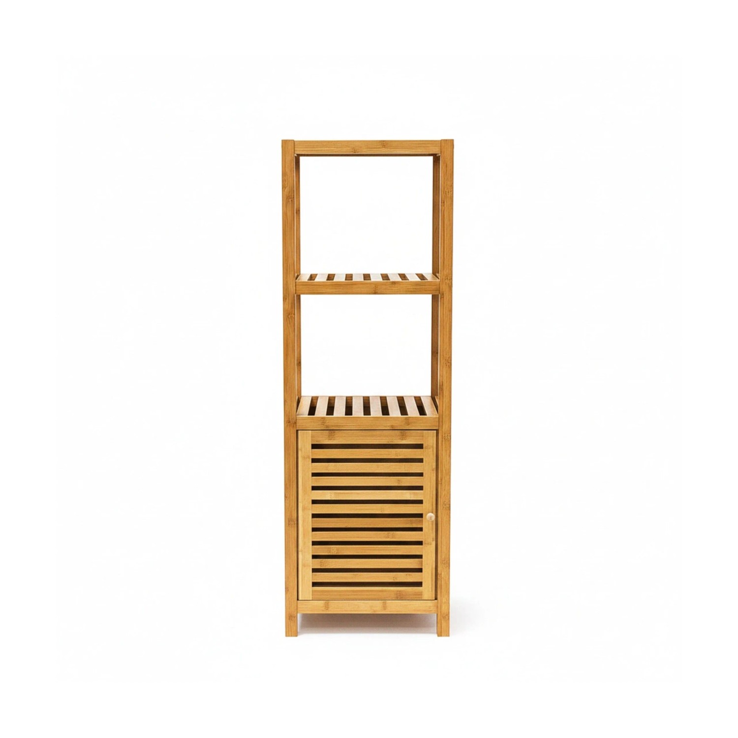 Relaxdays Badregal Bambus mit Tür 4 Böden 110 cm x 36,5 cm x 33 cm 5,9 kg