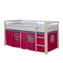 Homestyle4u Hochbett 90x200 Weiß Vorhang Pink 538
