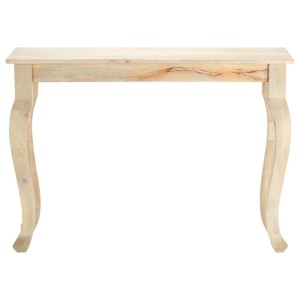 Eleganter Konsolentisch aus massivem Mangoholz mit Bleichfinish, geschwungene Beine, für Wohnzimmer.