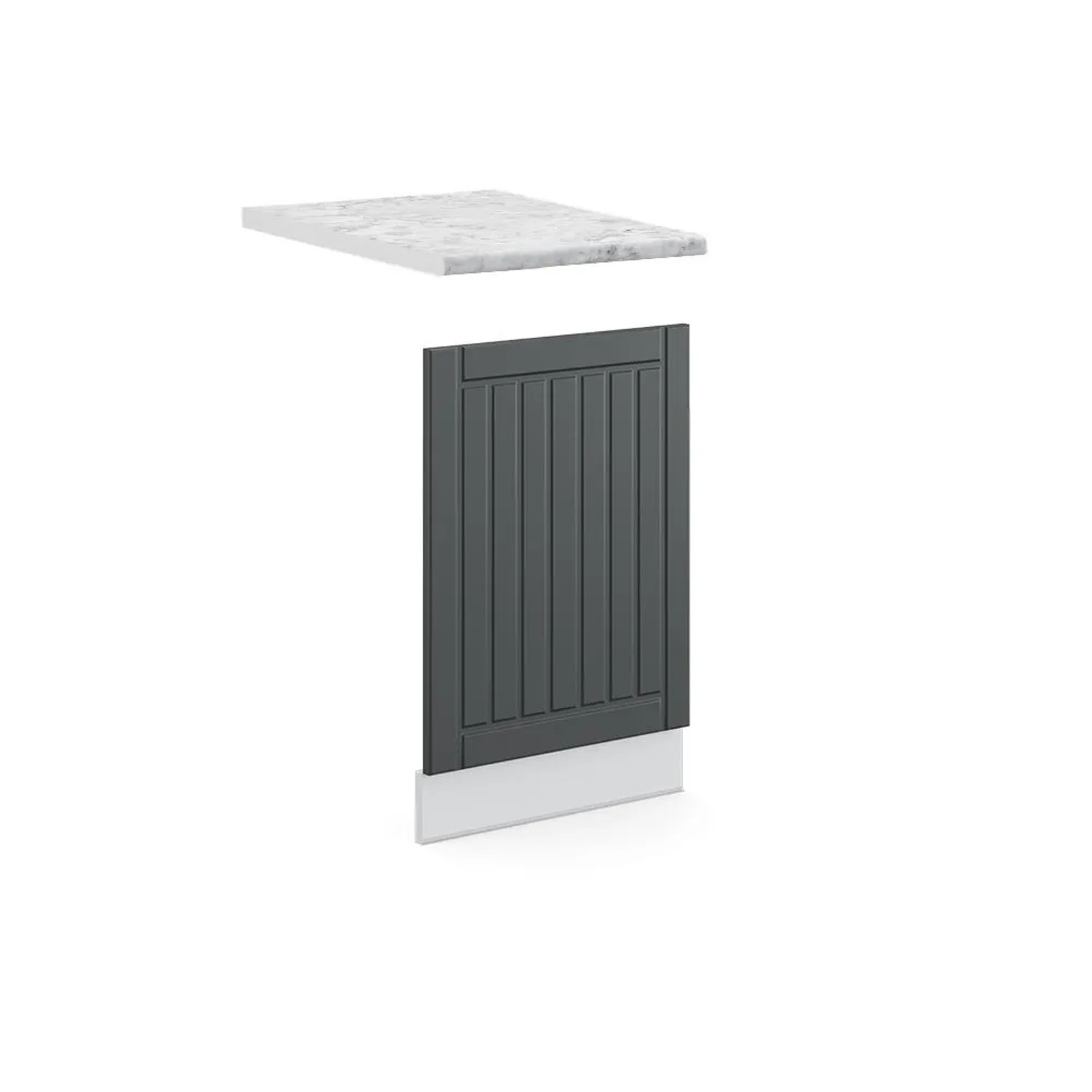 Vicco Frontblende Fame-Line Geschirrspüler Fronttür Anthrazit Landhaus Weiß 45 cm AP Marmor