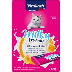 Vitakraft Milky Melody Käse für Katzen, 70g Packung mit Milchcreme und Käse.