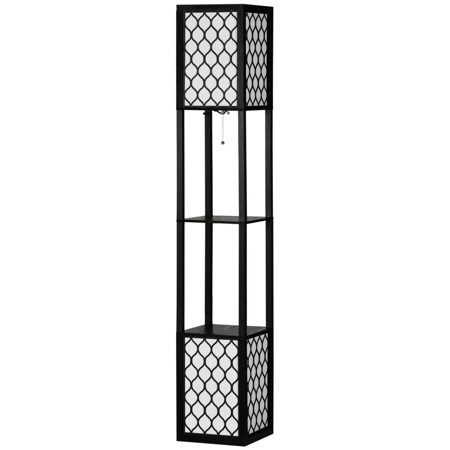 HOMCOM Stehlampe mit 4W E27 Sockel 2 Ablagen exkl. Leuchtmittel Schwarz