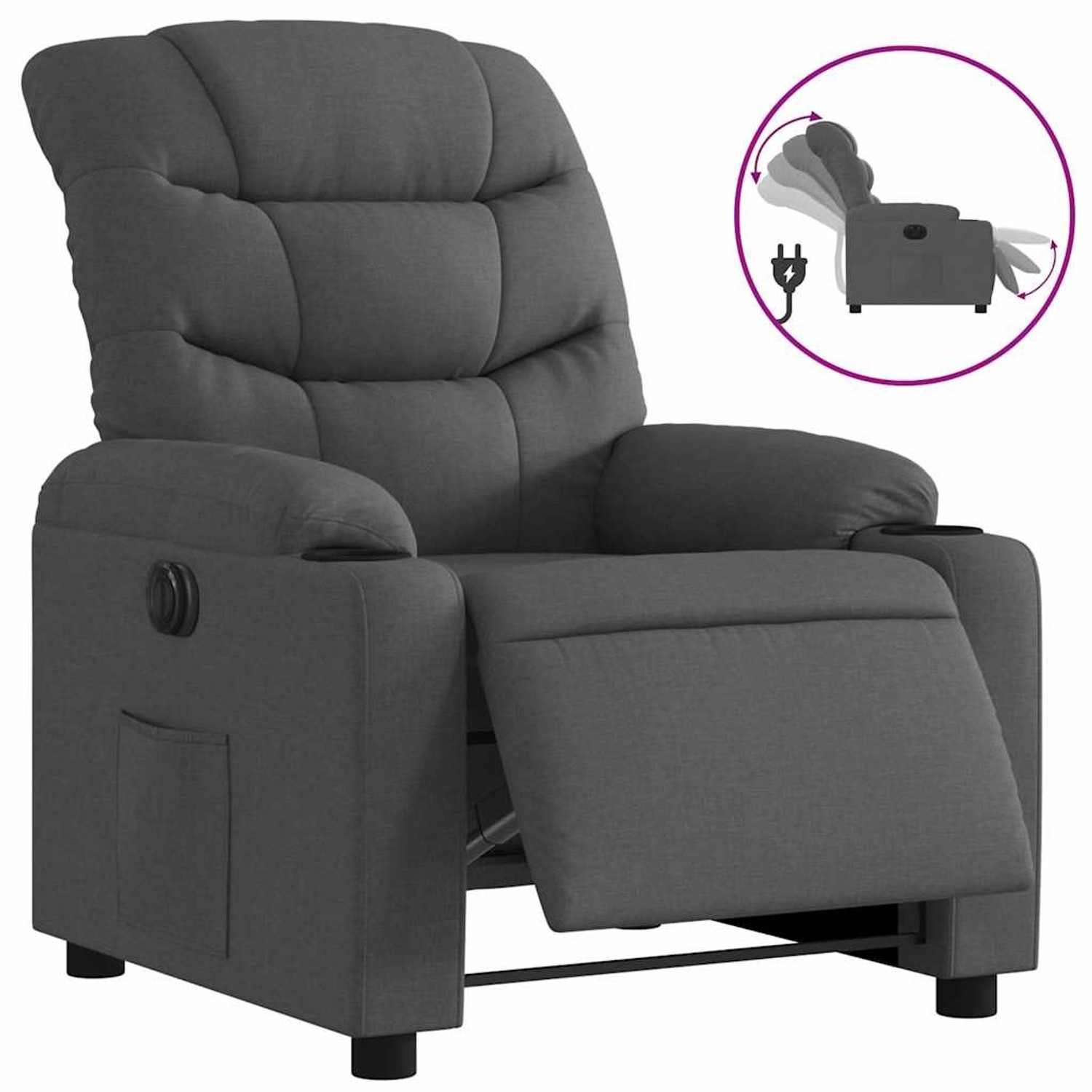 vidaXL Relaxsessel Elektrisch Dunkelgrau Stoff 3206628 günstig online kaufen