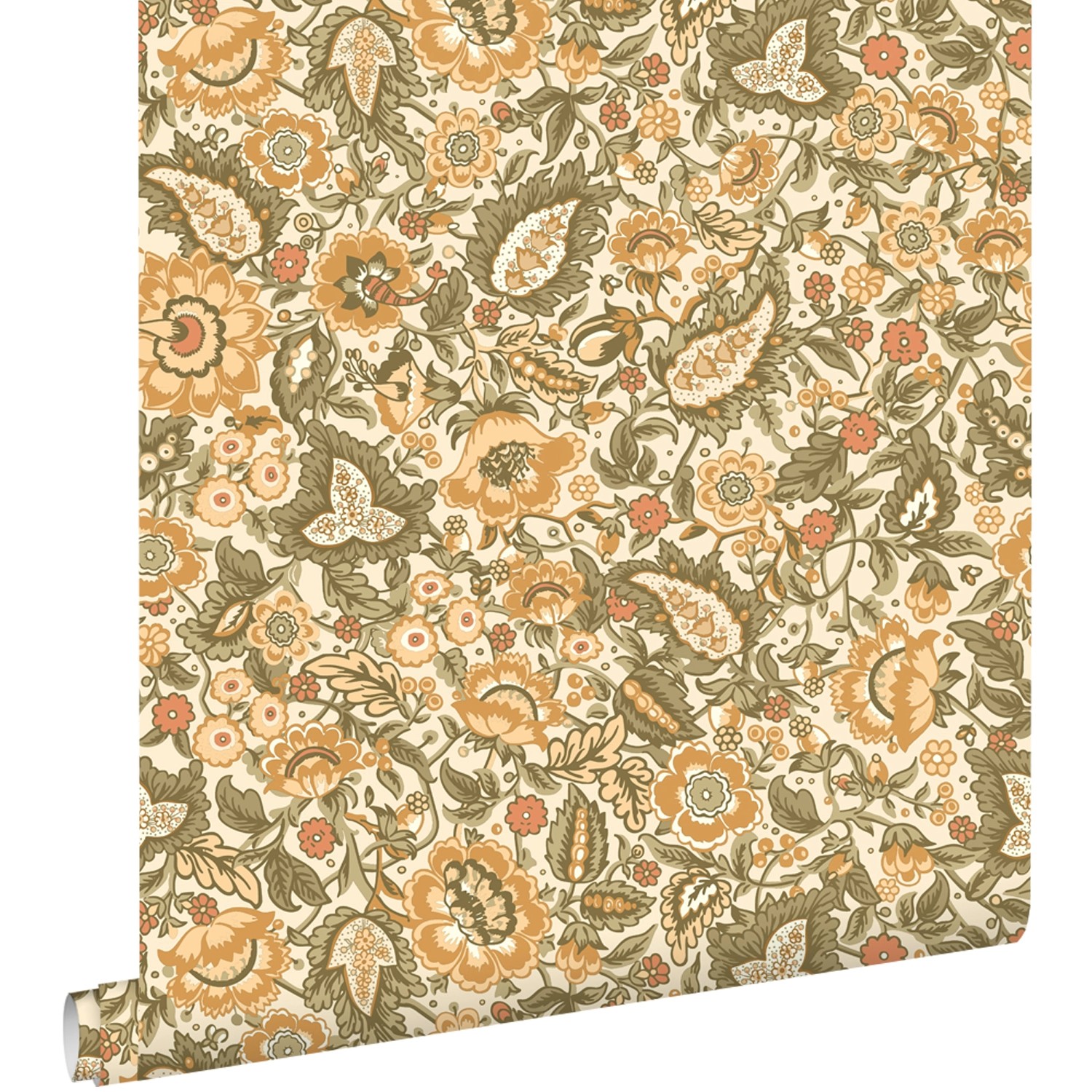 ESTAhome Tapete Blumenmuster Gelb und Grün 50 x 900 cm günstig online kaufen