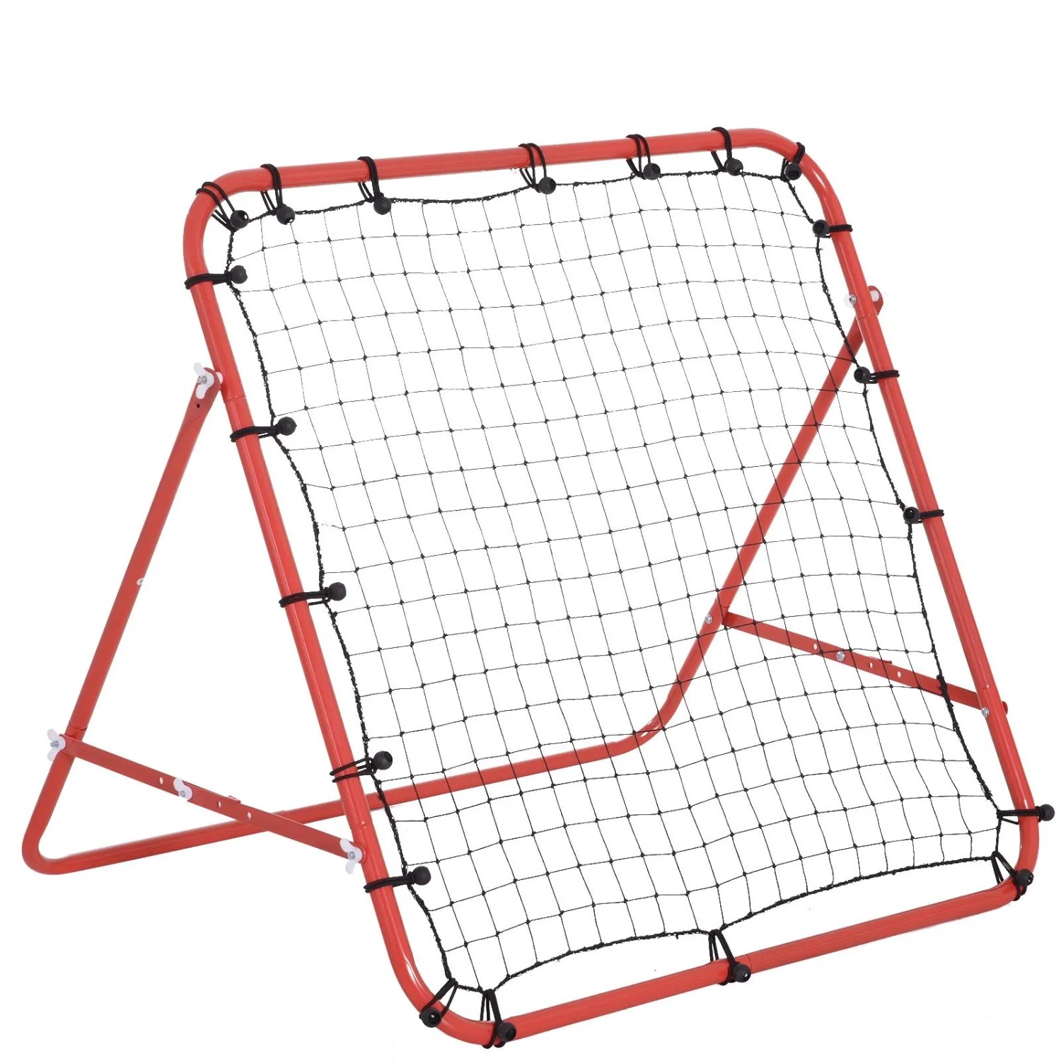 HOMCOM Rebounder 84 x 84 cm, Kickback, Fußballtor für Jugendliche, (Rückprallwand, 1-St., Trainingsnetz), Rot+Schwarz 96 x 80 x 96 cm