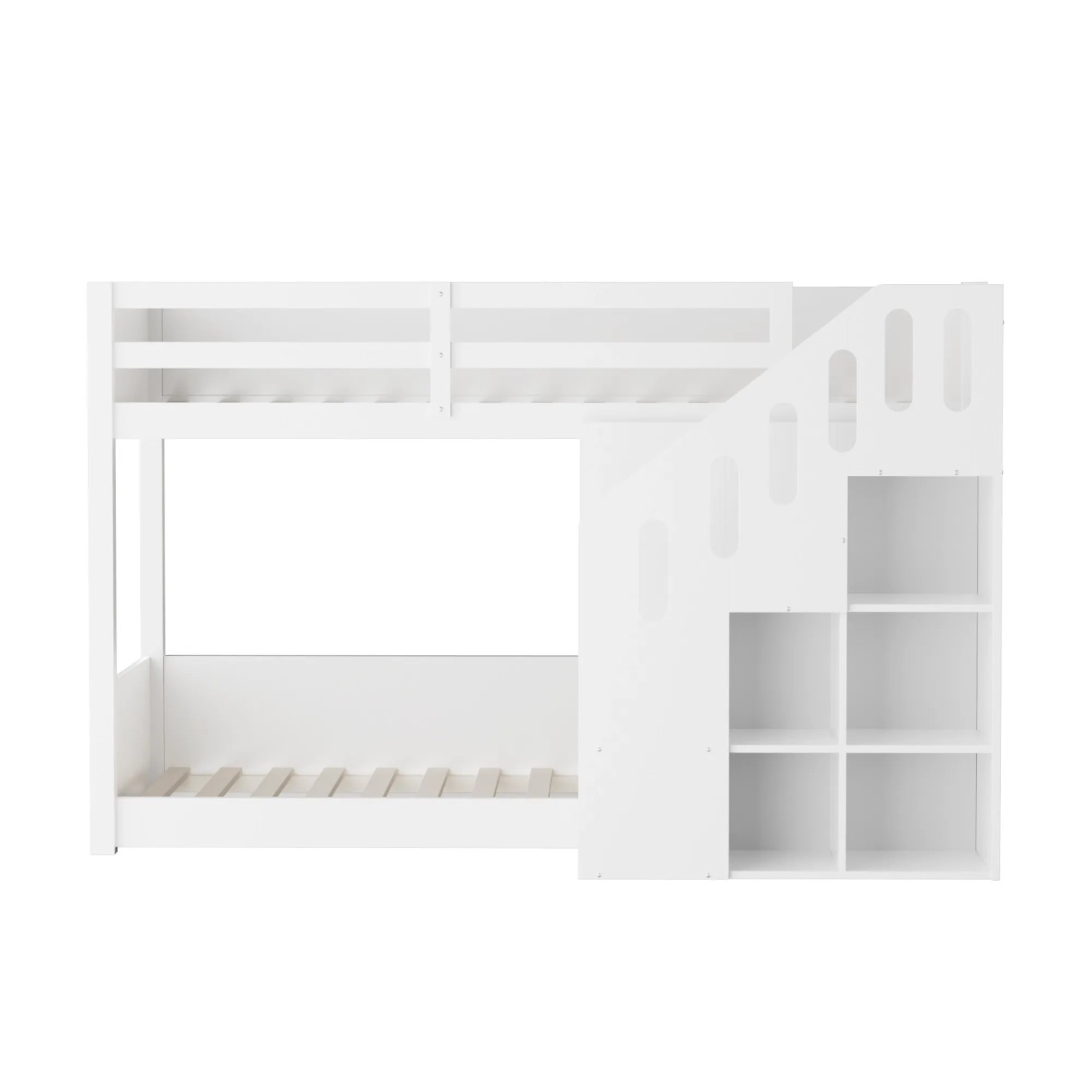 okwish Etagenbett 90×200 Kinderbett mit Treppen Schließfächern und Stabiles Geländer ohne Matratze