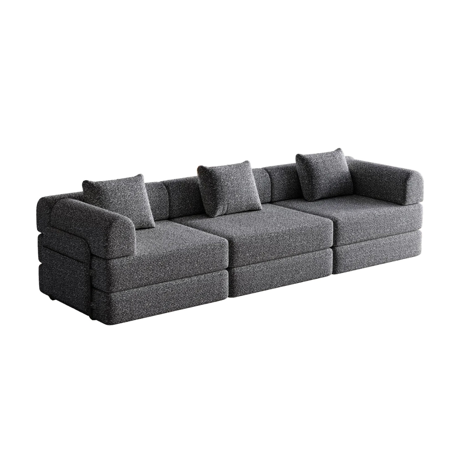 PXloue Sofa 3 Sitzer Schlafsofa 2 in 1 mit Bettfunktion Metallrahmen Armlehnen Stauraum Chenille Beige