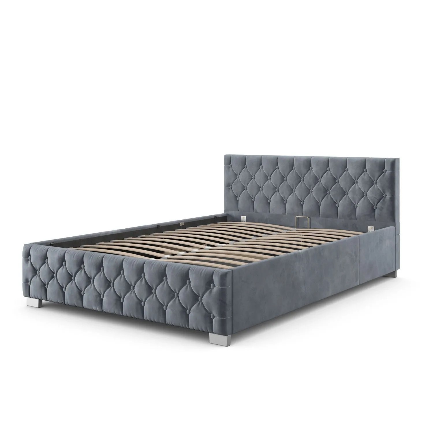 Juskys Polsterbett Nizza 140 x 200 cm mit Bettkasten & LED Beleuchtung in Dunkelgrau_7