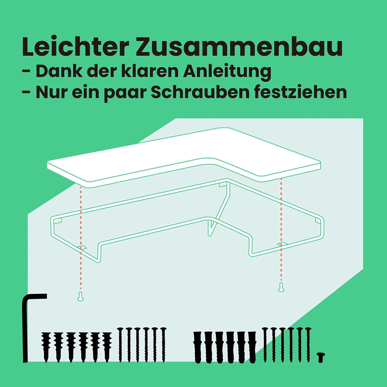 Montage des braun-schwarzen Songmics Eckregals mit Werkzeug und Schrauben. Bücherregal im Industrie-Design.