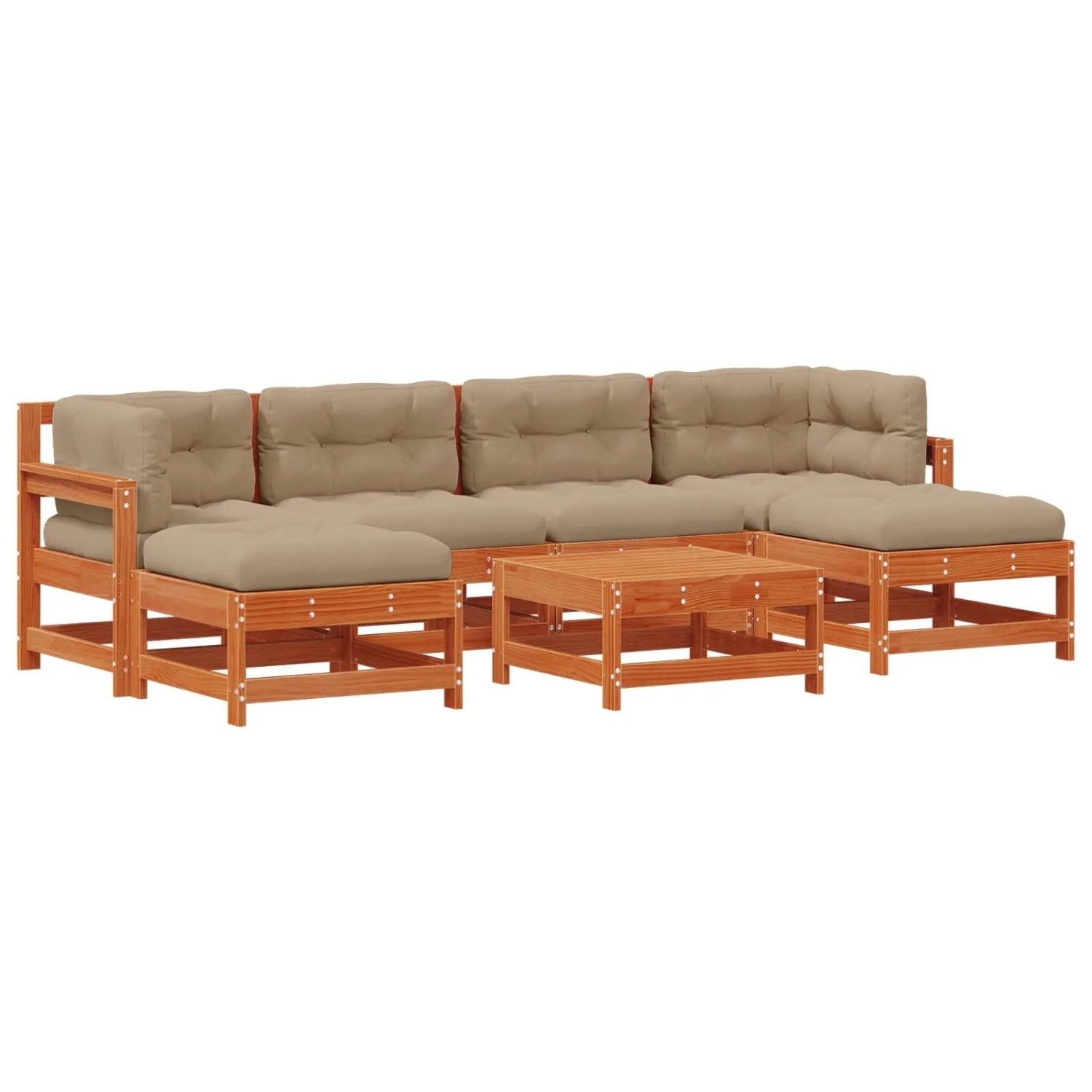vidaXL Garten-Lounge-Set 7-Tlg Wachsbraun Massives Kiefernholz 3418067