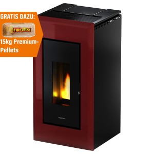 Freepoint Pelletofen Vega, Stahl Anthrazit, 10,5 kW. Pellet Ofen mit Sichtfenster und gratis 15kg Pellets.