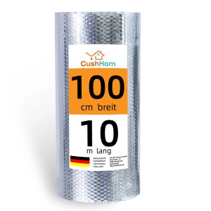 CCLIFE Isolierfolie, 100cm breit, 10m lang, alubeschichtet, zur Dämmung von Dach, Fenster, Rohre und Böden.