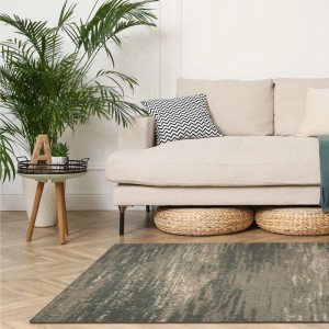 Art Universe Teppich Ocean Lava 120x170 cm. Moderner Kurzflor-Teppich in Anthrazit-Creme mit abstraktem Design für Wohnzimmer.