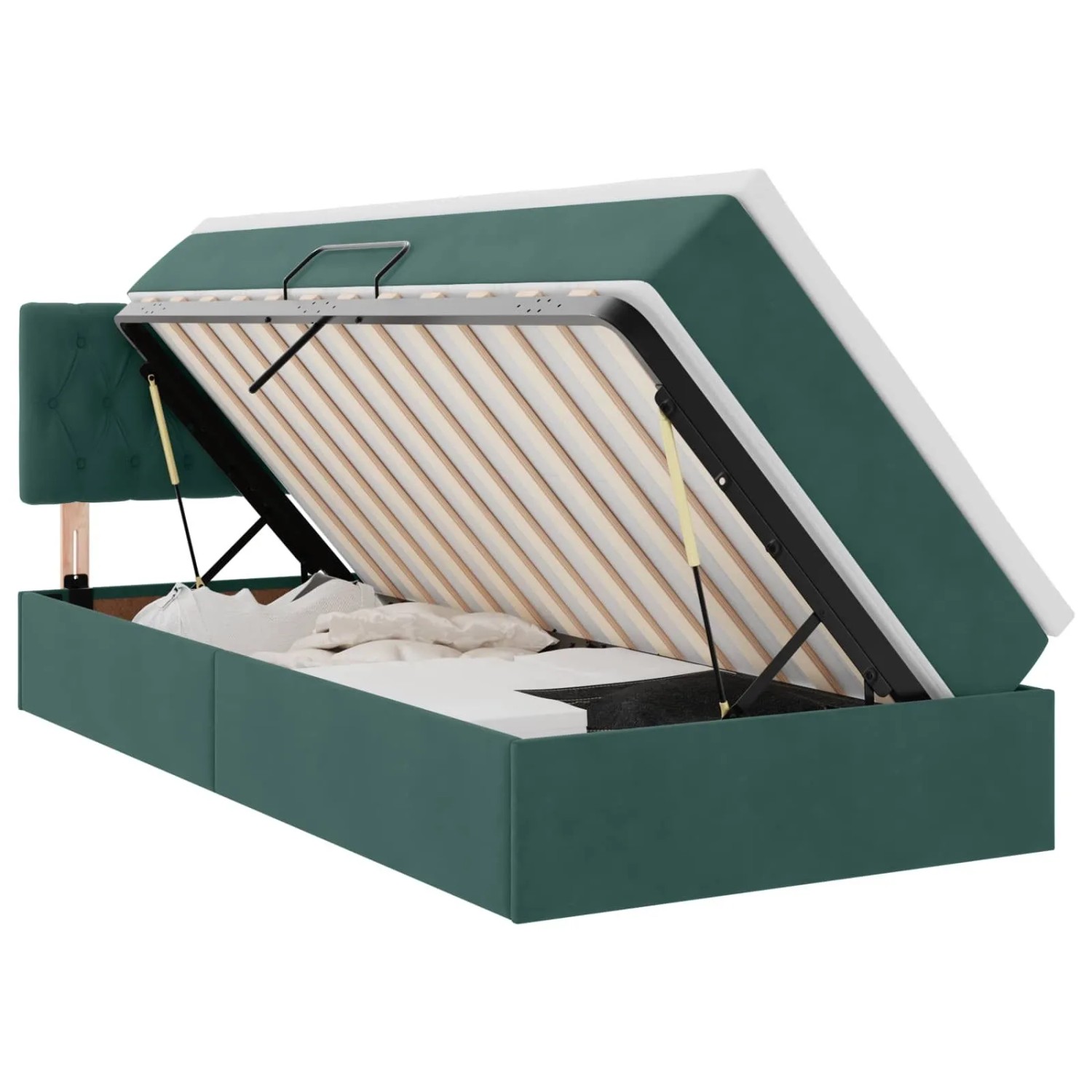 vidaXL Bett mit Stauraum und LED Dunkelgrün 90 x 190 cm Samt 3371424