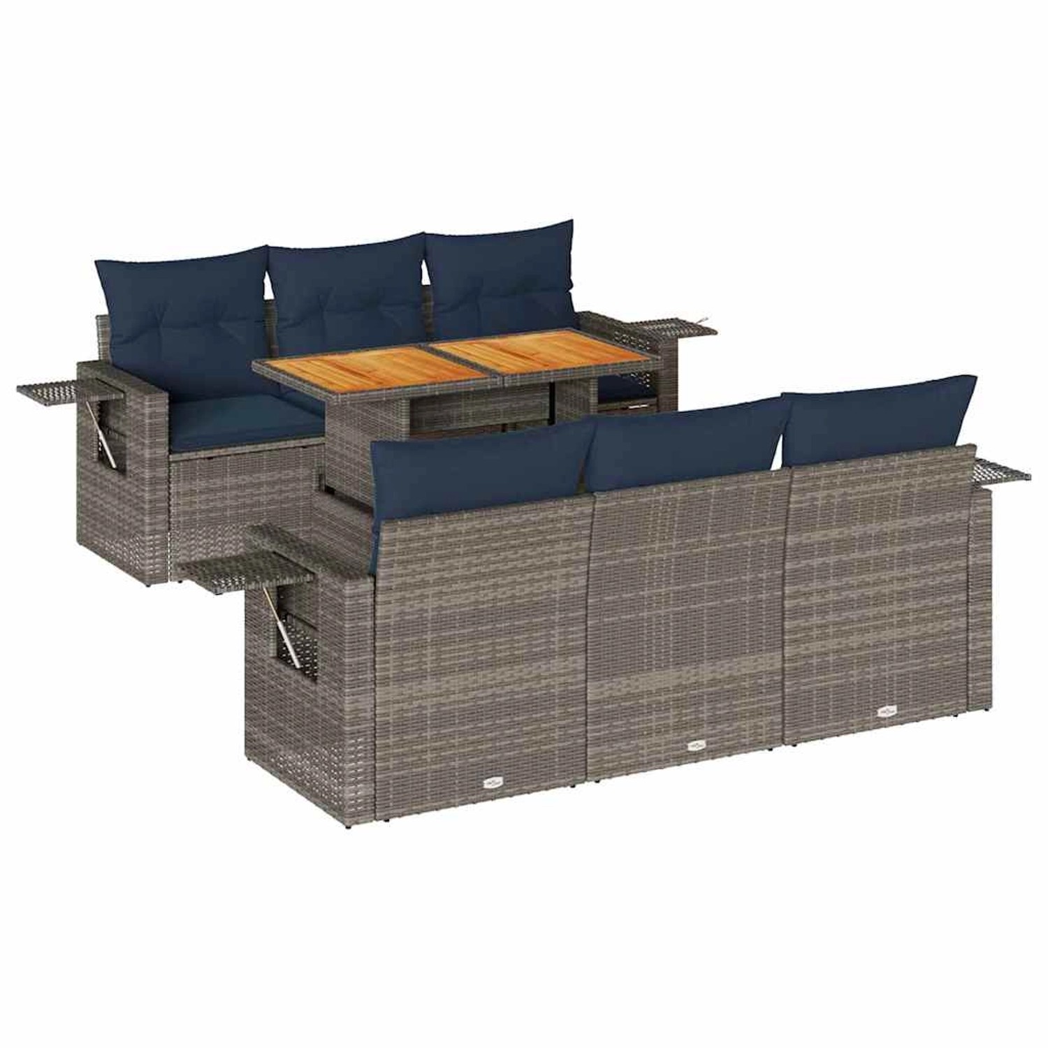 vidaXL 7-Tlg Garten-Sofagarnitur mit Kissen Grau Poly Rattan 3327113 günstig online kaufen