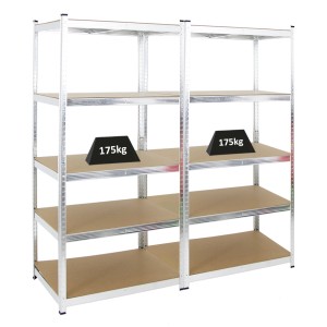 PROREGAL Mega Deal: 2 verzinkte Schwerlastregale Ragnar, 180x90x60 cm, Fachlast 175 kg.