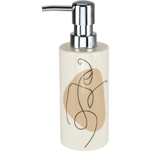 Beiger Seifenspender Faceline von Kleine Wolke aus Steinzeug mit modernem Foliendruck.