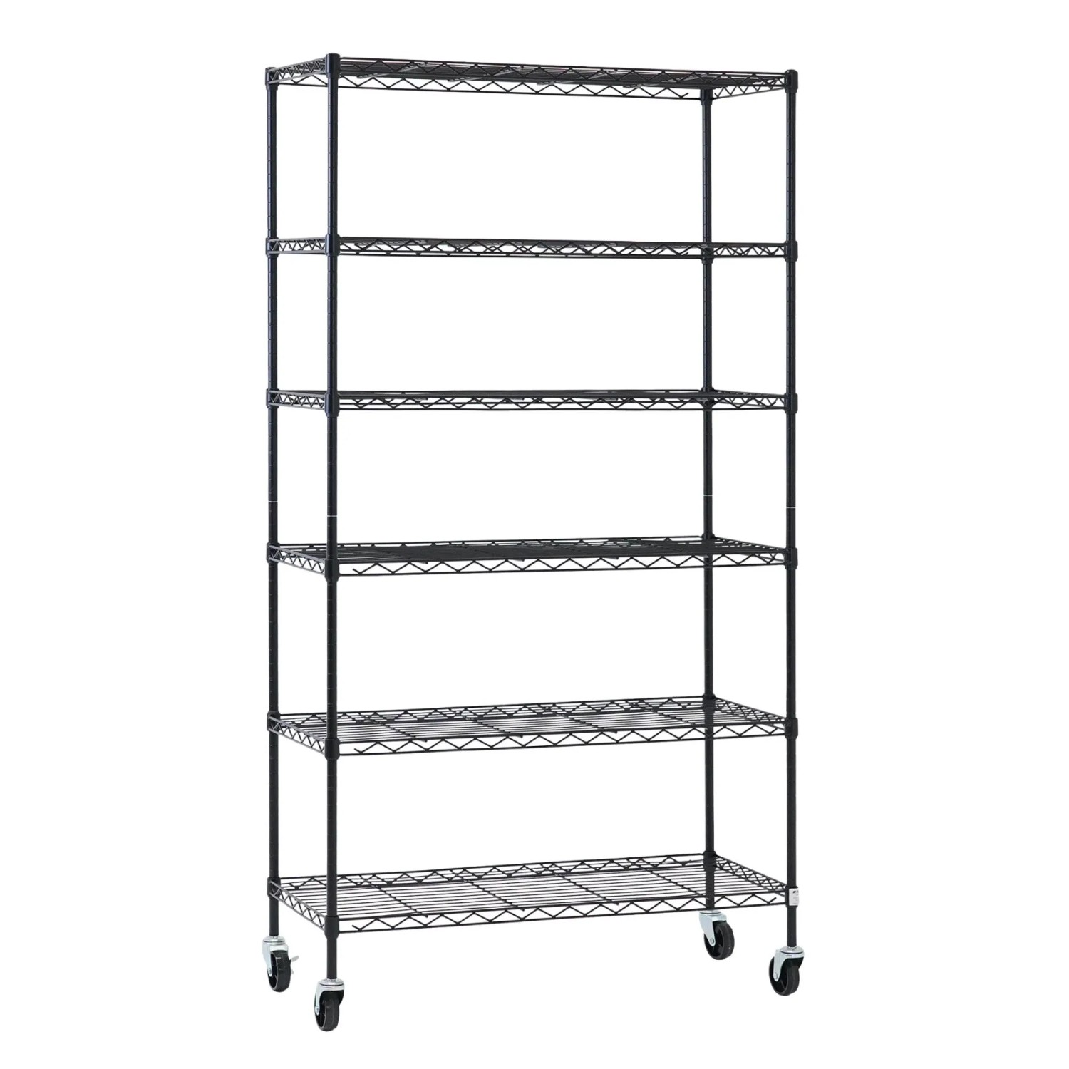 PROREGAL Gitterregal HADES Mit Rollen & 6 Gitterböden Metall 160x90x40cm Fachlast 75kg Metallregal Schwarz  Schmal Küchenregal Aufbewahrungsregal