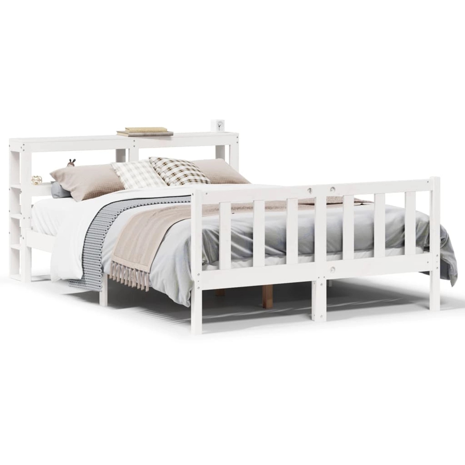 vidaXL Massivholzbett ohne Matratze Weiß 140x190 cm Kiefernholz 3305754 günstig online kaufen