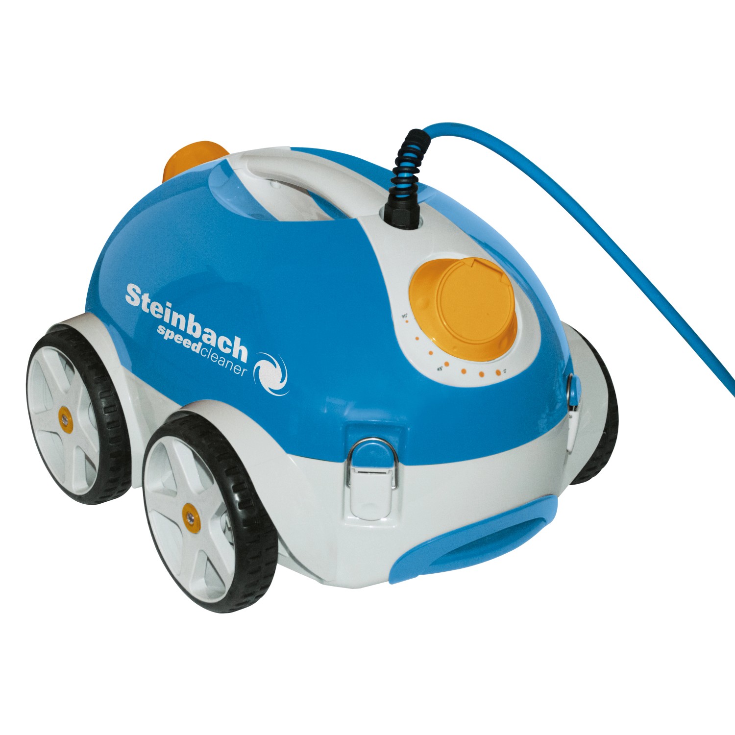 Steinbach Speedcleaner Poolrunner: Automatischer Poolsauger in Blau/Weiß mit Kabel.