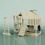 OutdoorToys Spielturm Knut mit Schaukel in Mintgrün: Spielhaus, Rutsche, Kletterwand und Brücke aus Holz.