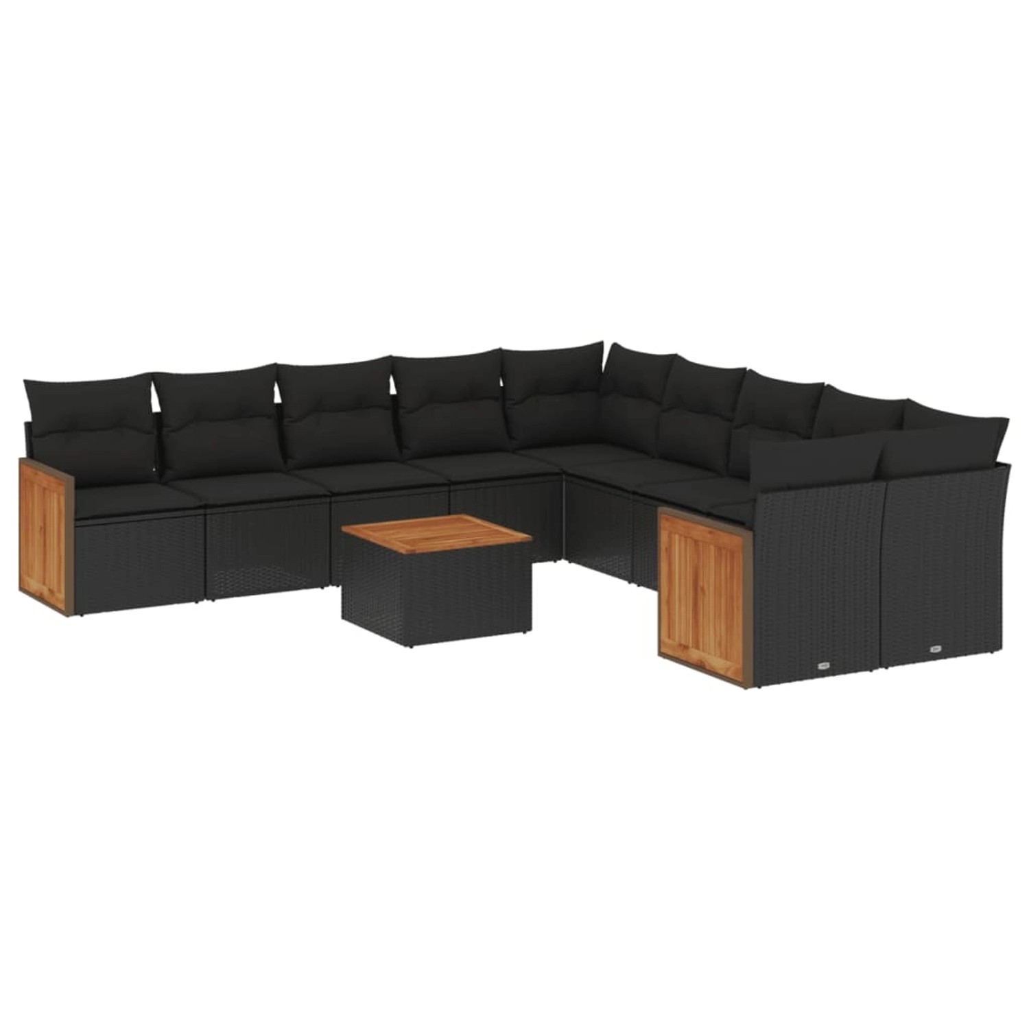 vidaXL 11-Tlg Garten-Sofagarnitur mit Kissen Schwarz Poly Rattan 3228036 günstig online kaufen