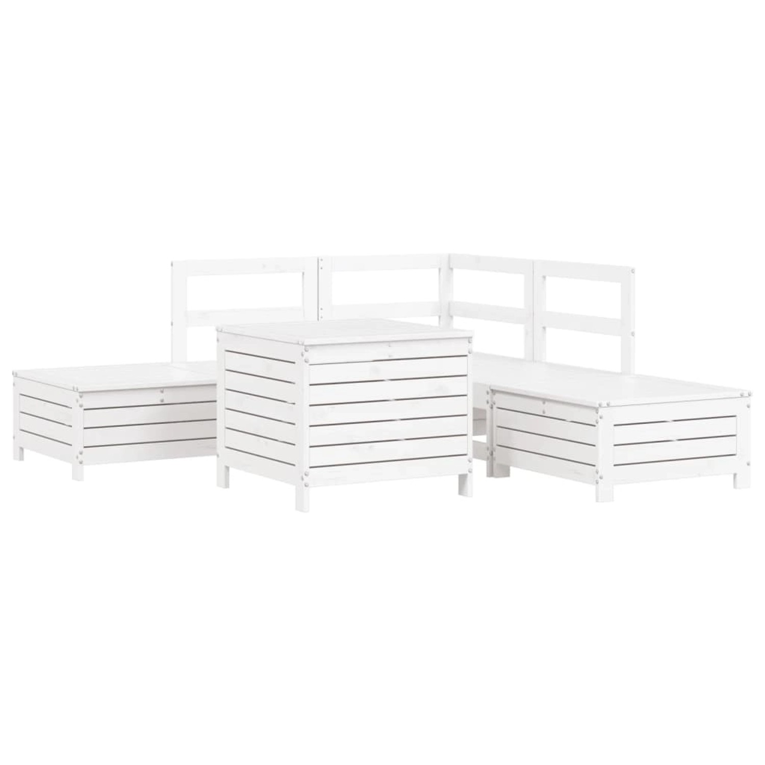 vidaXL 6-Tlg Garten-Sofagarnitur Weiß Massivholz Kiefer 3250705 günstig online kaufen